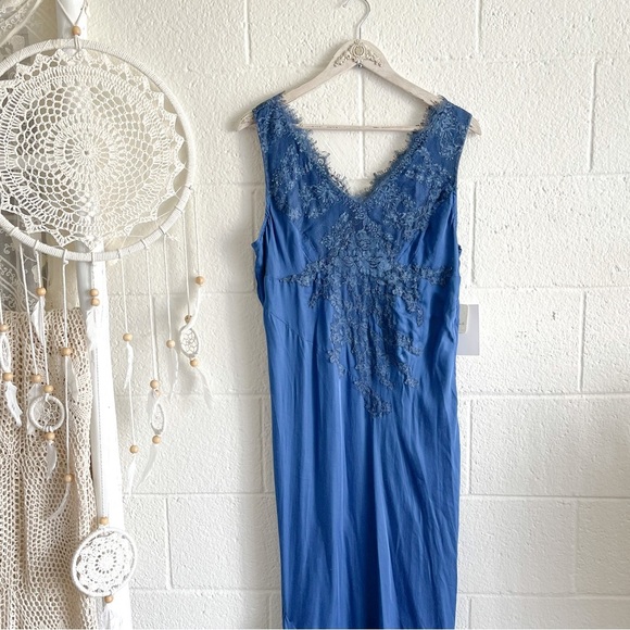 NWT Free People X Brenda Knight Lace Maxi Slip Dress - Royal Blue - Picture 2 of 16